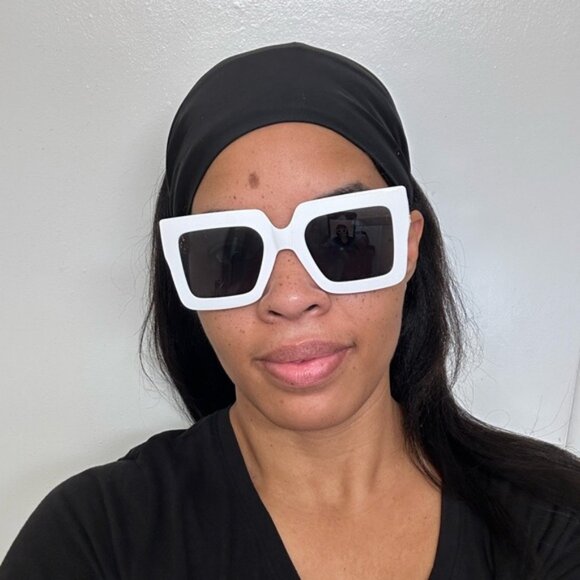 ☕️ Coffee Latte Oversized Square Sunglasses | White + Black Two-Tone | Chic - Picture 5 of 5